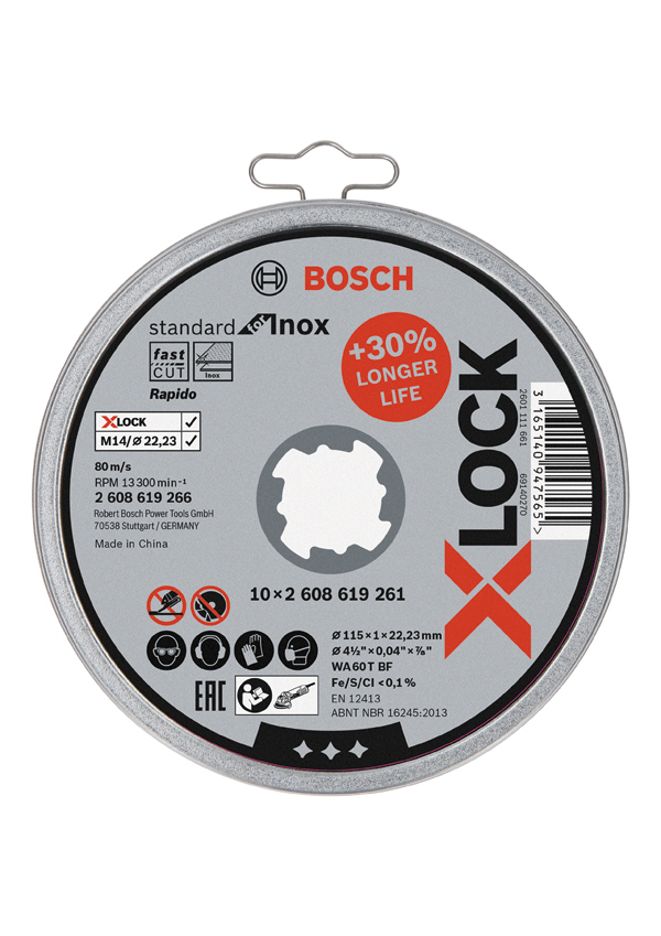 DISCO C FINO XLOCK LATA 10 UD 2608619266 BOSCH 115X1MM