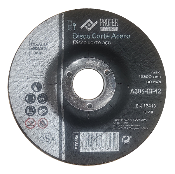 DISCO C ACERO BOMBEADO PT0586 PRO PROFER TOP 115X3 MM
