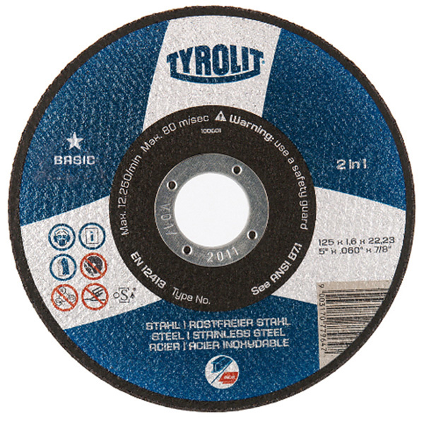 DISCO C RECTO METAL/INOX 34332873 A46Q-BFB TYROLIT BASIC 125X1,6MM