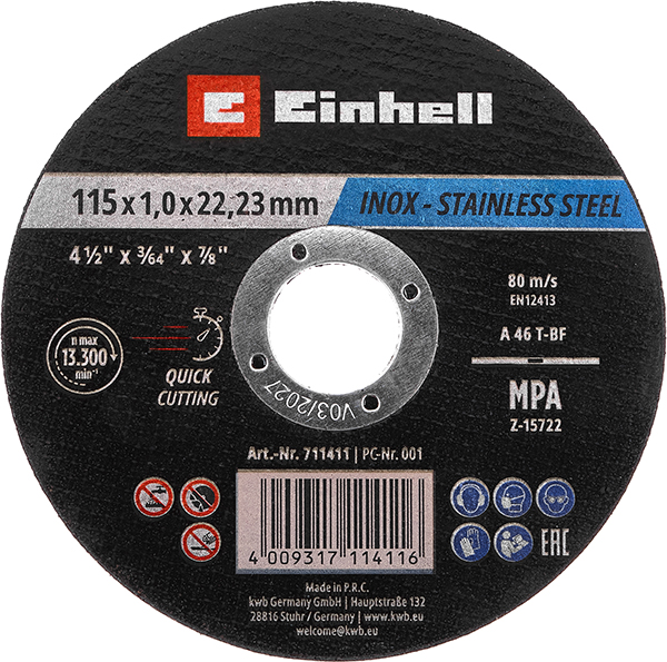 DISCO C INOX/METAL LATA 100 UD 49711527 EINHELL 115X1MM
