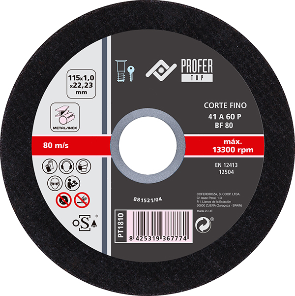 DISCO C FINO INOX PLANO PT1810 PROFER TOP 115X1MM