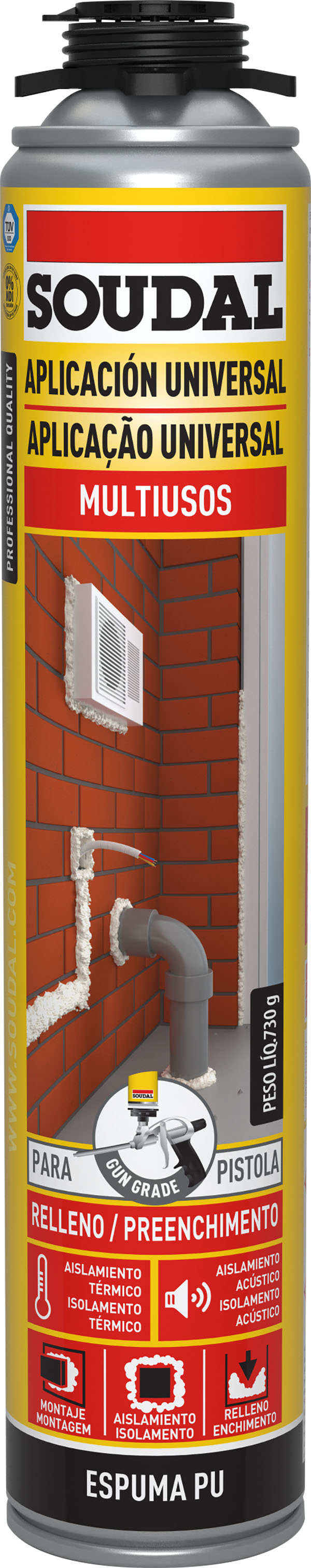 ESPUMA POLIURET PISTOLA 23115798 SOUDAL 750 ML