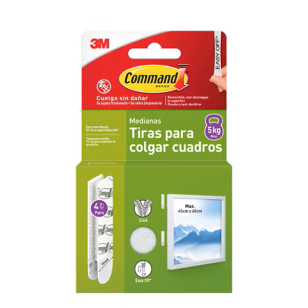 TIRAS ADHESIVAS MEDIANAS 4 JG 17204WHI-4-ISP 3M COMMAND -