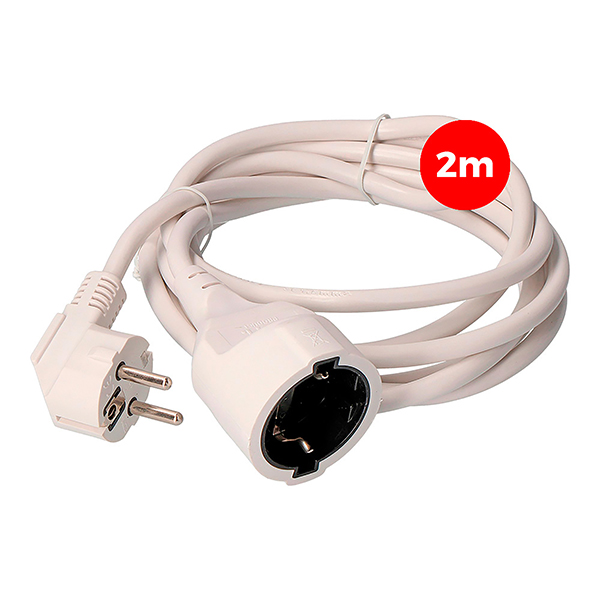PROLONGADOR CABLE BLANCO 3G1.5 16A 23201 EDM 2 M