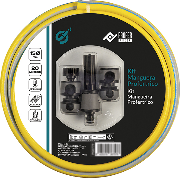 KIT MANGUERA PROFERTRICO 4 CAPAS 15 PG0779 PROFER GREEN R/20 M