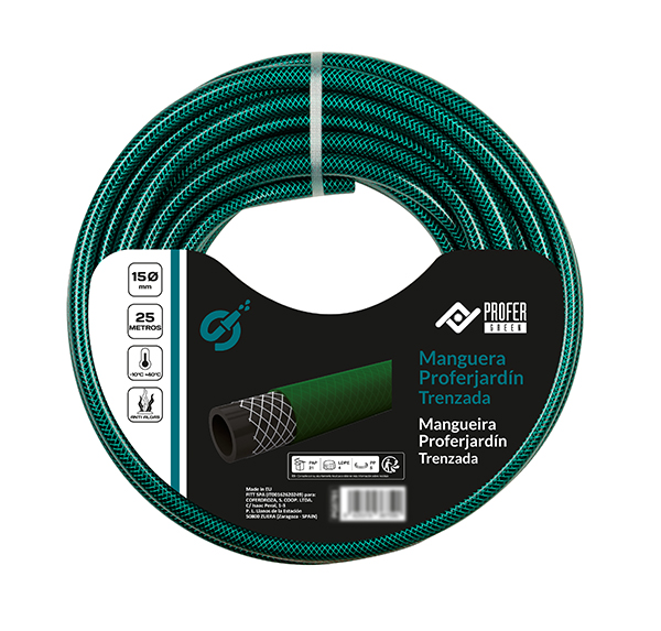 MANGUERA JARDÍN TRENZADA 15 PG0781 PROFER GREEN R/25 M