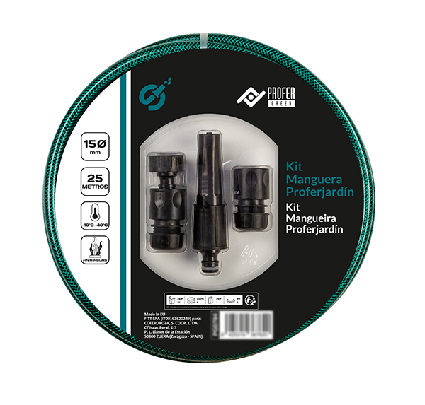 KIT MANGUERA PROFERJARDIN 15 PG0784 PROFER GREEN R/25 M