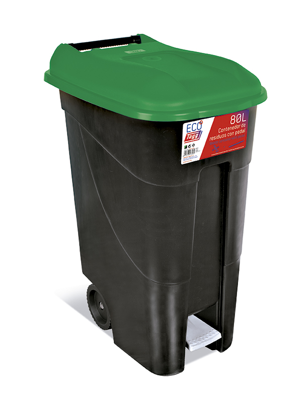 CONTENEDOR PEDAL/RUEDA T VERDE 433030 TAYG 80 L