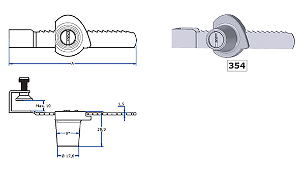 CERRADURA P CORRED CRISTAL CR 354 AGA 110 MM