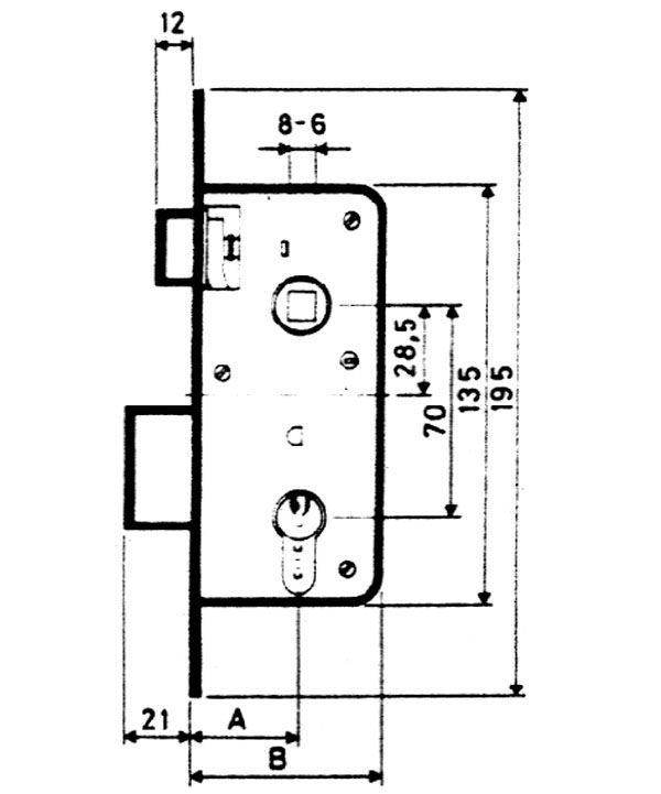 CERRADURA EMBUTIR F/ LATON 1301-235A311 MCM 35 MM