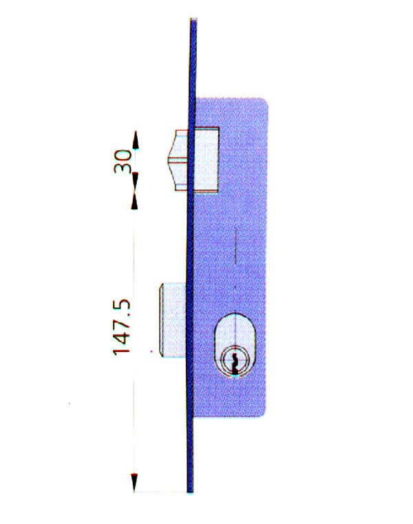 CERRADURA EMBUTIR MET HN/CL 1964V/5 CVL 20 MM