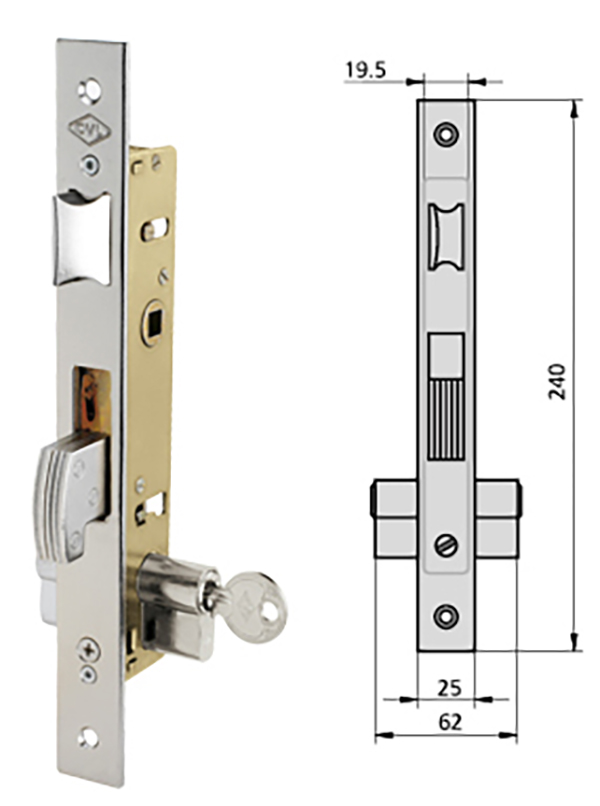 CERRADURA EMBUTIR MET HN 1990/32/0 CVL 32 MM