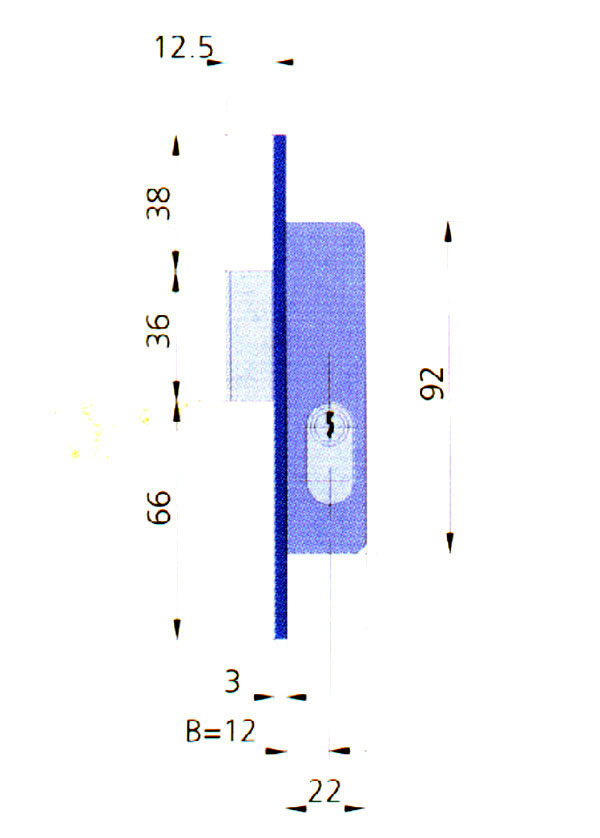 CERRADURA EMBUTIR MET HN 1963A/5 CVL 22 MM