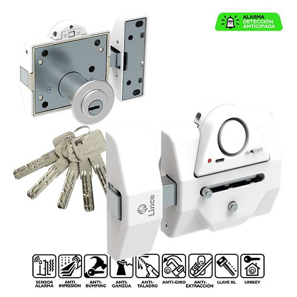 CERROJO A.SEGURI C/ALARMA BLAN 7930RSAHB LINCE -