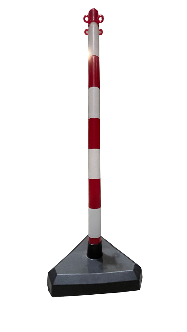 PALO C/PIE SEÑALIZACION CADENA BCO/ROJO CIRO 90 CM