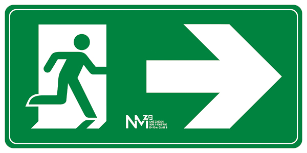 SEÑAL EVACUACIÓN FLECHA DERECHA PVC CLASE B B11130 NORMALUZ 100X40X120