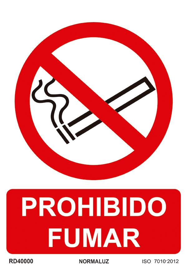 SEÑAL PROHIBIDO FUMAR PVC RD40000 NORMALUZ 210X300MM