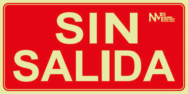 SEÑAL SIN SALIDA PVC CLASE A A01400 NORMALUZ 320X160MM