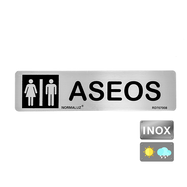 SEÑAL INOX ASEOS RD707008 NORMALUZ 200X50MM
