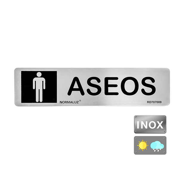 SEÑAL INOX ASEOS HOMBRE RD707009 NORMALUZ 200X50MM