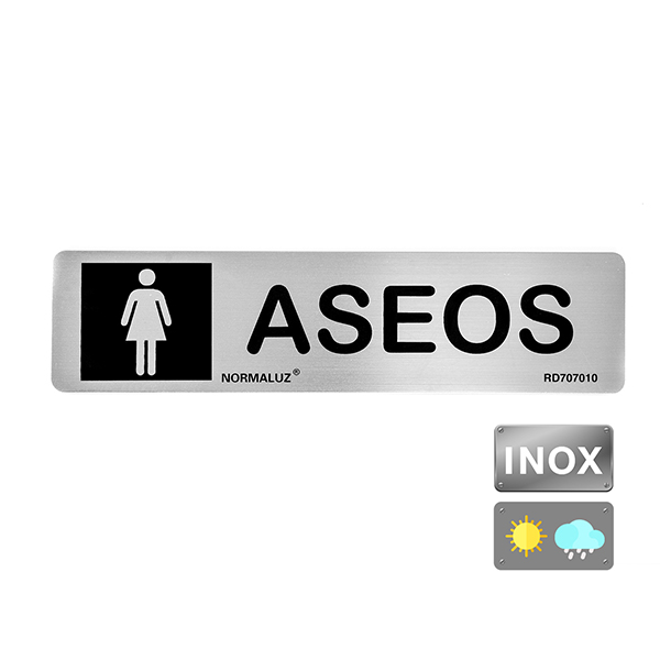 SEÑAL INOX ASEOS MUJER RD707010 NORMALUZ 200X50MM