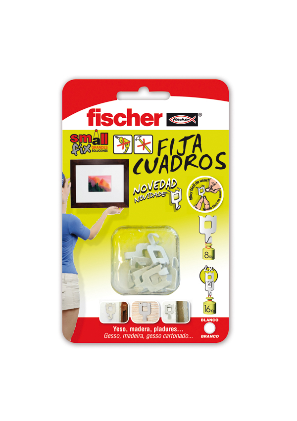 CUELGACUADRO SIN CLAVOS 8 PZS 522206 BLANCO FISCHER 8 KG