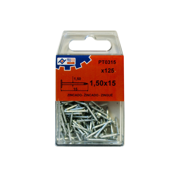 PUNTA ACERO C PLANA ZN C/125 48344-PT0315 PROFER TOP 1,50X15 MM