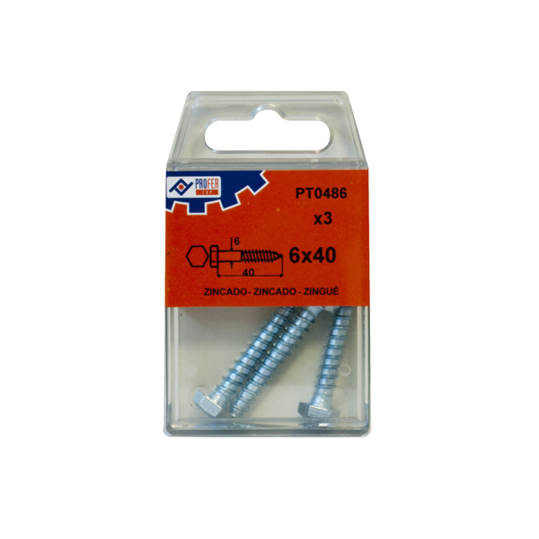 TIRAFONDO BARRAQUERO ZN C/3 PZ 48516-PT0487 PROFER TOP 6X50 MM