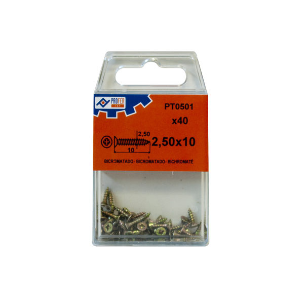 TIRAFONDO C/PLAN POZI BIC C/9 48559-PT0530 PROFER TOP 5X40 MM