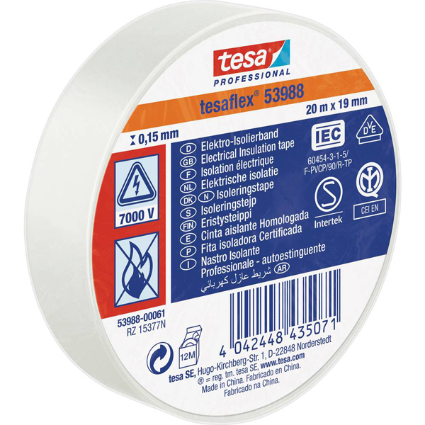 CINTA AISLANTE BLANCA 53988-00061-00 TESAFLEX 20 MX19 MM