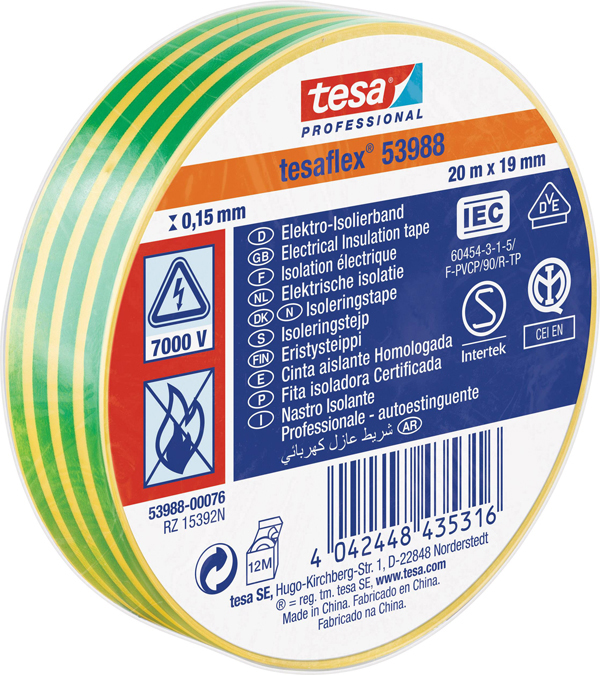 CINTA AISLANTE BICOLOR 53988-00076-00 TESAFLEX 20 MX19 MM