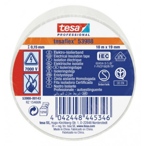 CINTA AISLANTE BLANCA 53988-00141-00 TESAFLEX 25 MX25 MM