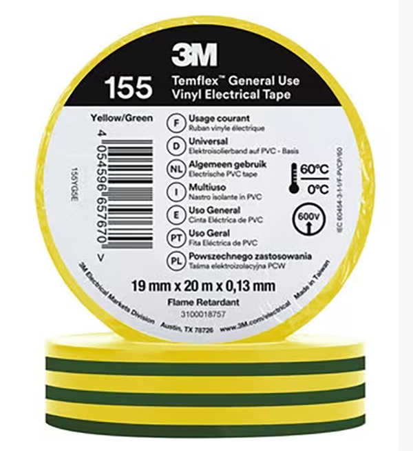 CINTA AISLANTE BICOLOR TEMFLEX 155 3M 20 MX19 MM