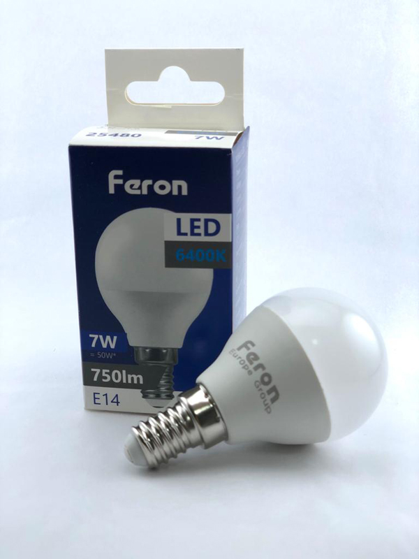 LAMPARA LED ESFERICA E14 LF 6400K 750LM 25480 FERON 7 W