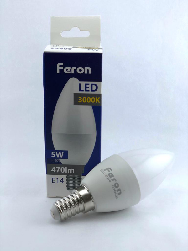 LAMPARA LED VELA E14 LC 3000K 450LM 25400 FERON 5 W