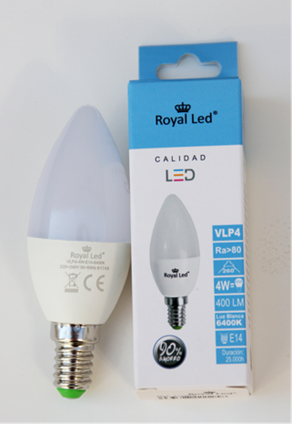 LAMPARA LED VELA E-14 F 400lm 111258 ROYAL LED 4 W