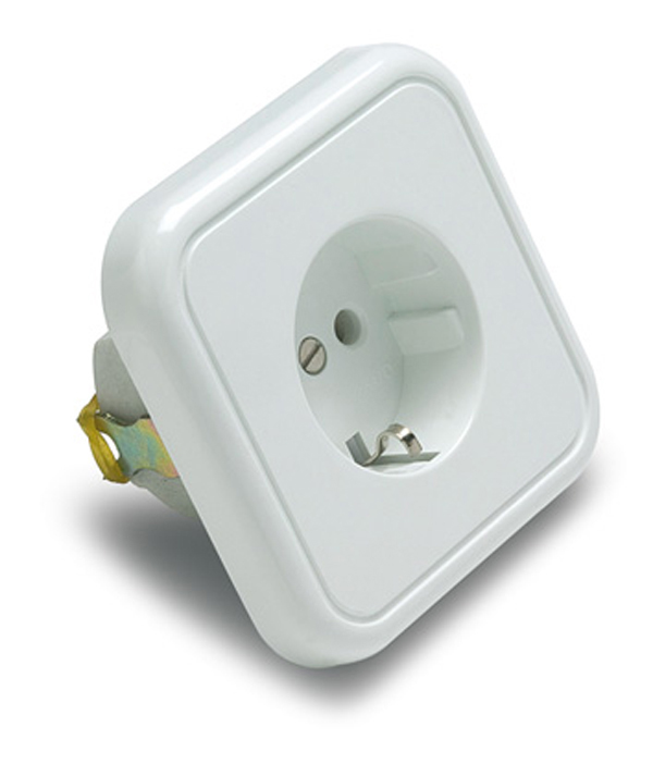 BASE ENCHUFE EMPOTRAR BLANCO PORCELANA 2300 FAMATEL 16 A