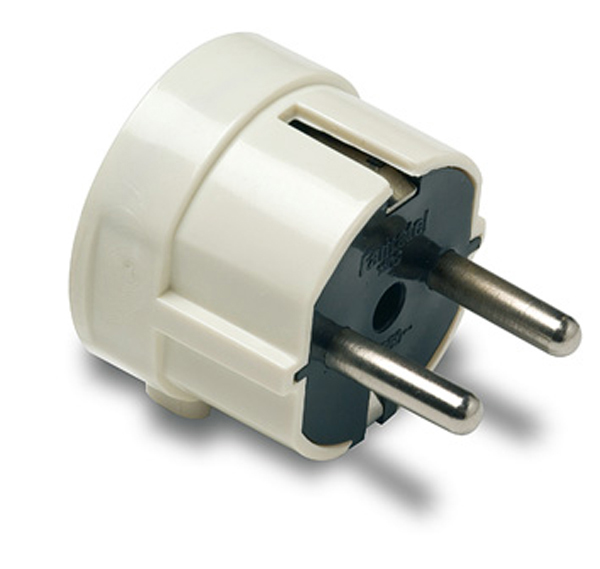 CLAVIJA 2P+T 16A BLANCA SALIDA LATERAL 1102 FAMATEL 4,8 MM