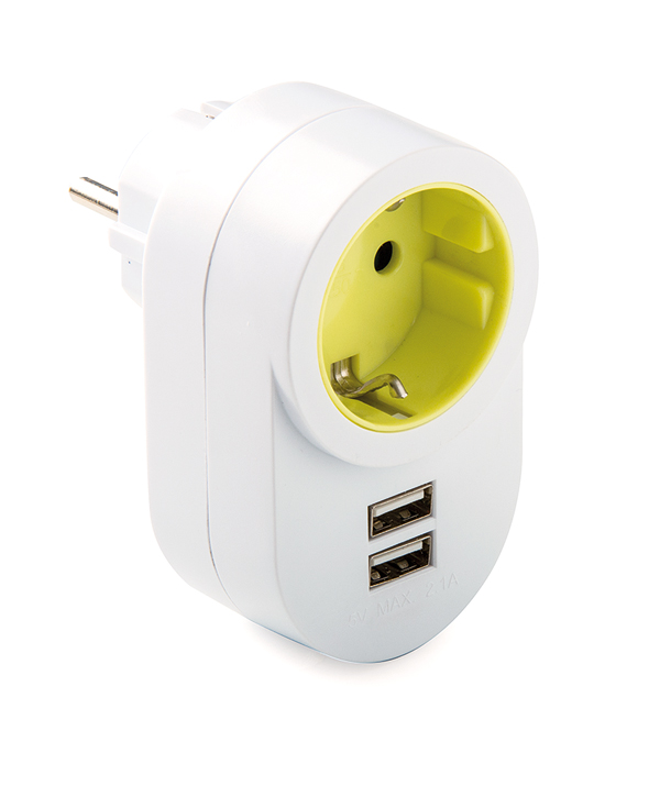 ADAPTADOR TT LATERAL 2 USB 2.1A 1308 FAMATEL 16A-250V