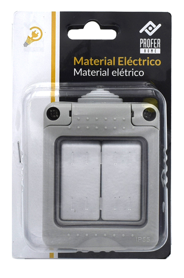 CONMUTADOR DOBLE SUPERFICIE ESTANCO IP55 PH1463 PROFER HOME 10:00 AM