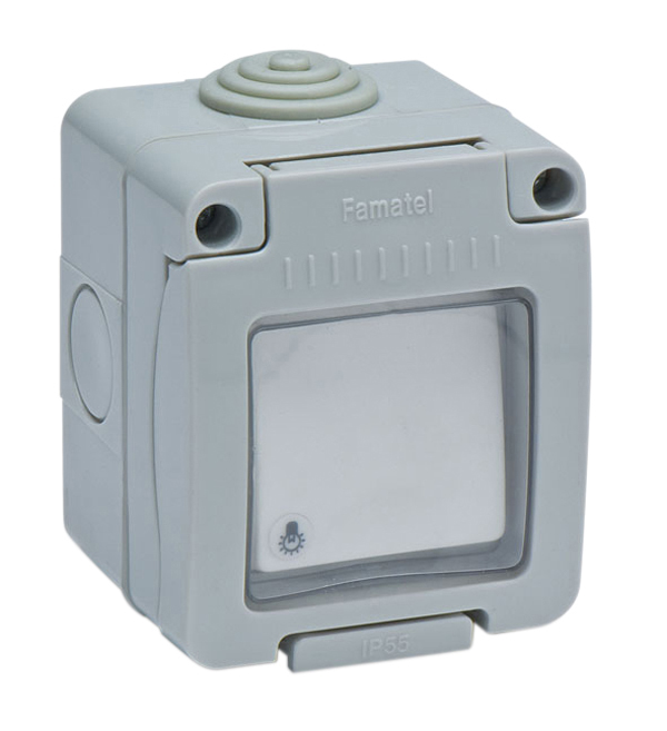PULSADOR LUZ SUPERFICIE ESTANCO IP55 19039 FAMATEL 10 AMP