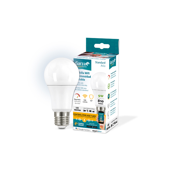 LAMPARA LED WIFI E27 LN REGULABLE 810LM 401271 GARZA 9 W