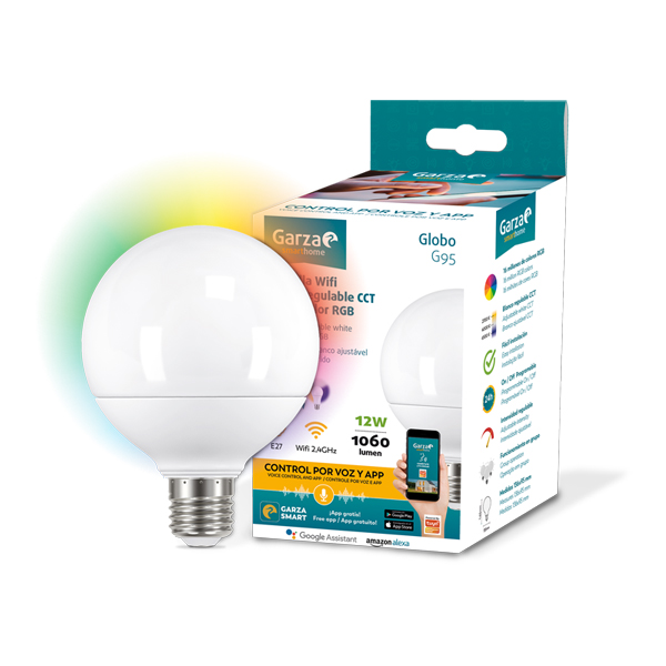 LAMPARA LED WIFI E27 RGB GLOBO REGU 1060LM 401277 GARZA 12 W