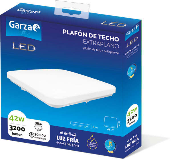 PLAFON TECHO CUADRADO BLANCO 3200Lm LF 401352 GARZA 42 W