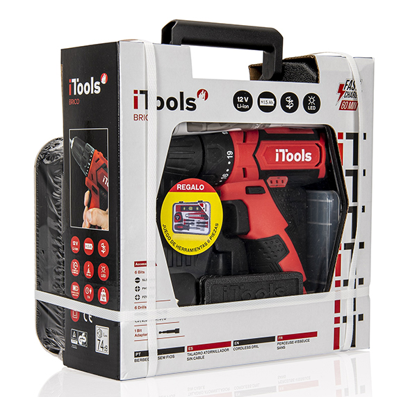 TALADRO ATORN BAT 1,5AH 10MM+SET HTAS ITBSFL12+CF8 VITO 12 V