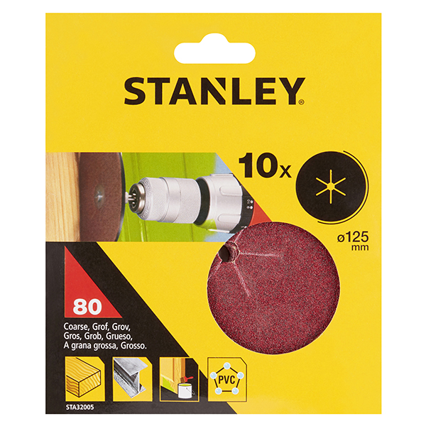 DISCO LIJA MADERA PQ 10 GR60 STA32001-XJ STANLEY 125 MM