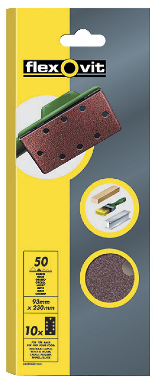 PLIEGO LIJADORA ORB PQ 10 S/A GRANO 50 FLEXOVIT 93X230 MM