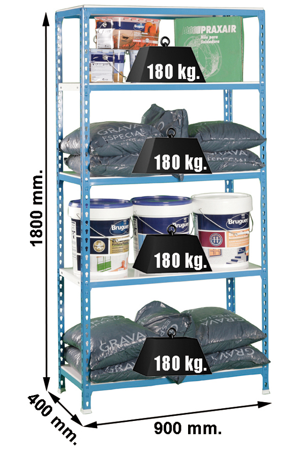 ESTANTERIA S/T AZUL/BLANCA PT0971 PROFER TOP 180X90X40