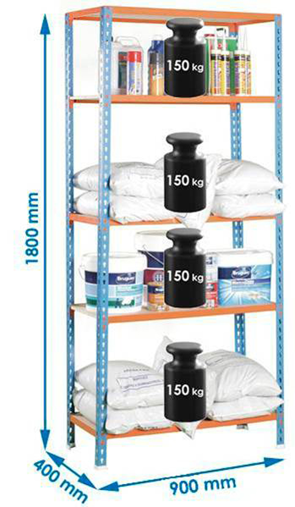 ESTANTERIA S/T AZUL/NARANJA+MA PT0972 PROFER TOP 180X90X40