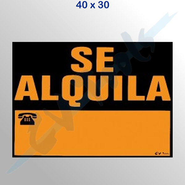 CARTEL PLASTIFICADO SE ALQUILA 241 CV TOOLS 40X30 CM